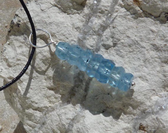 Silver pendant with aqua marines: IMPORTANT,French vat is included,off 20% for US, australian and canadian buyers