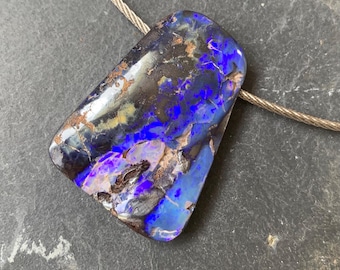 Necklace/pendant, 1 boulder opal, 1 steel cable chain; Important, french vat is included,20% off for US,australian and canadian buyers