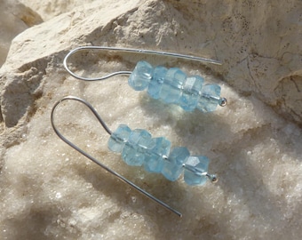 Silver earrings with aquamarines: IMPORTANT, French vat is included, 20% off for US, UK, australian and canadian buyers