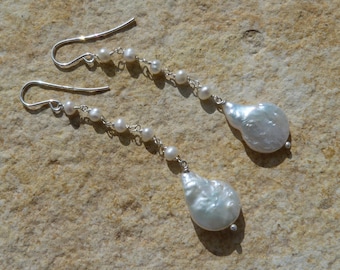 Silver earrings, freshwater pearls and keishi pearls:IMPORTANT,French vat is included, 20% off for australian and canadian buyers