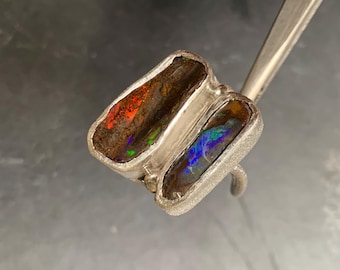 Silver ring, australian boulder opals: IMPORTANT,French vat is included, 20% off for US, australian and canadian buyers
