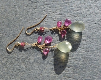 18 kt gold earrings with precious stones: IMPORTANT, French vat is included, 20% off for US, australian and canadian buyers