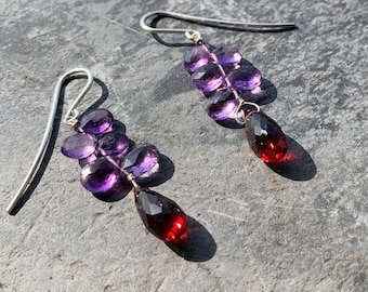 Silver earrings with precious stones:  IMPORTANT, French vat is included, 20% off for US and canadian buyers