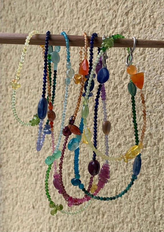 Silver necklace, prescious stones; IMPORTANT, French vat is included,20% off for US, australian and canadian buyers