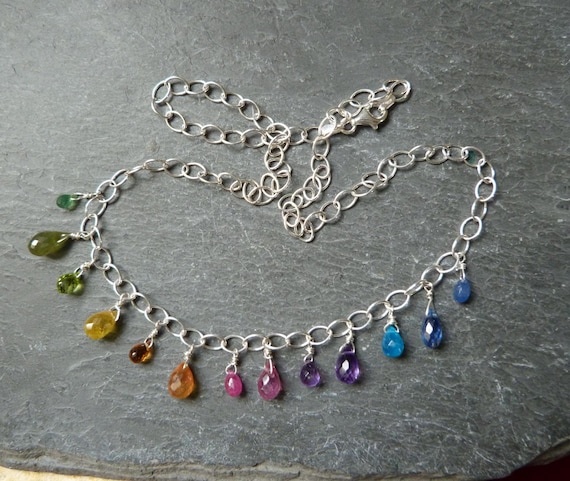 Silver necklace, gem stones: IMPORTANT, French vat is included, 20% off for US, australian and canadian buyers