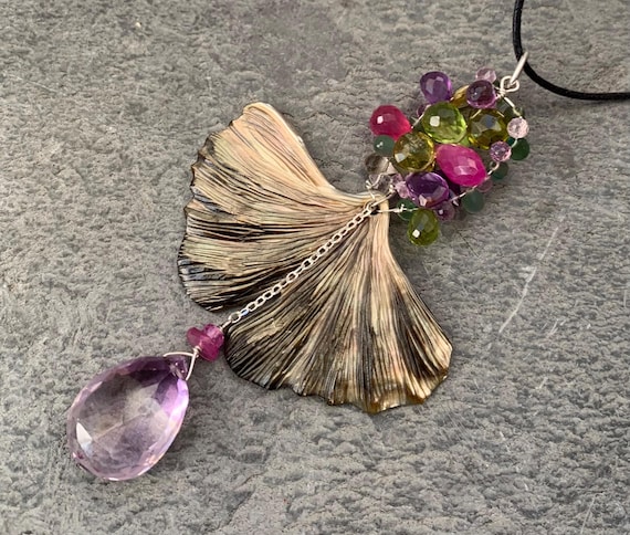 Silver, pendant, pteria shell, gem stones, precious stones: IMPORTANT, French vat is included, 20% off for US, australian, canadian buyers