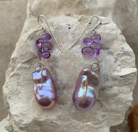 Earrings, silver, precious stones, baroque pearls: IMPORTANT, French vat is included, 20% off for US, austr., canadian buyers