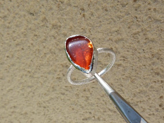 Silver ring with mexican fire opal: IMPORTANT, French vat is included, 20% off US,australian and canadian buyers