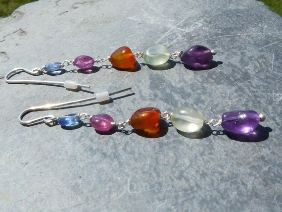 Silver earrings, precious stones : IMPORTANT, French vat is included,less 20% for US, australian and canadian buyers