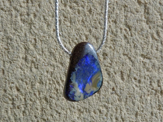 Silver necklace/pendant, 1 boulder opal: Important, french vat is included,20% off for US,australian and canadian buyers