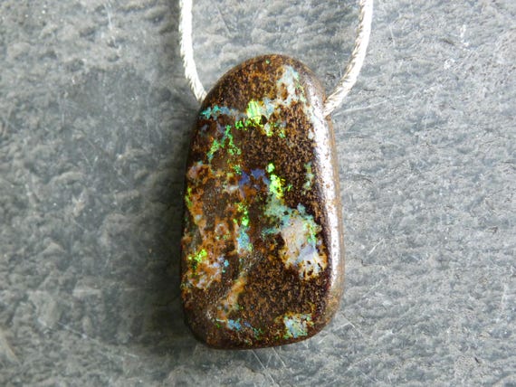 Silver necklace/pendant, 1 boulder opal: Important, french vat is included,20% off for US,australian and canadian buyers