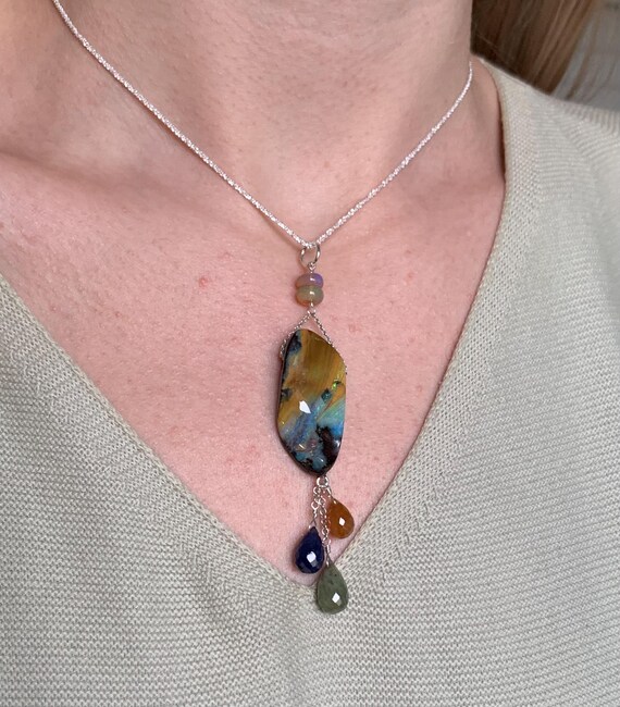 Collier Ras Du Cou Avec Opale Boulder D'Australie - Bimonia - Neuf Avec étiquettes