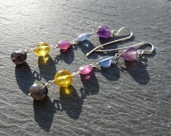 Silver earrings, precious stones : IMPORTANT, French vat is included,less 20% for US, australian and canadian buyers