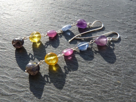 Silver earrings, precious stones : IMPORTANT, French vat is included,less 20% for US, australian and canadian buyers