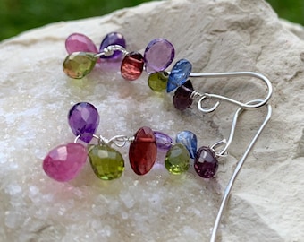 Silver earrings with precious stones:  IMPORTANT, French vat is included, 20% off for US and canadian buyers