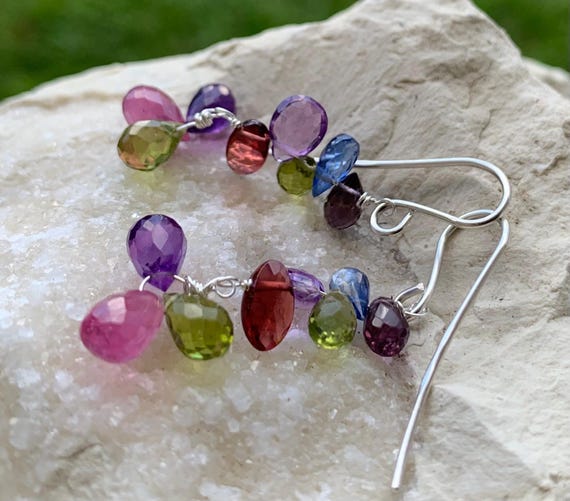 Silver earrings with precious stones:  IMPORTANT, French vat is included, 20% off for US and canadian buyers