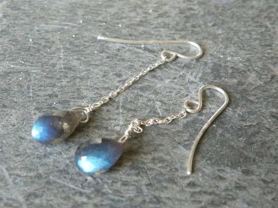 Silver earrings with  labradorites: IMPORTANT, French vat is included, 20% off for US, UK, australian and canadian buyers