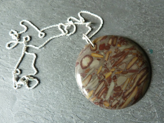 Silver pendant with 1 big jasper,1 silver chain: French vat is included,20% off for US, australian and canadian buyers
