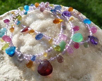 Necklace, silver, tourmalines,rubys,saphirs,peridots ... :IMPORTANT, French vat is included,off 20% for US and canadian buyers