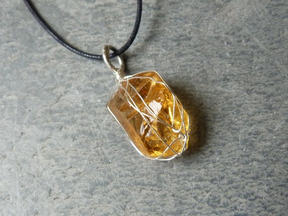 Silver pendant, roughcitrine; IMPORTANT: French vat is included, 20% off for US,australian + canadian buyers