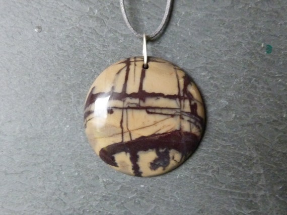 Silver pendant with 1 big jasper: French vat is included,20% off for US, australian and canadian buyers