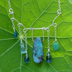 Collana/pendente in argento 925 con 1 opale boulder, cianiti, apatite, opale andino verde, zircone immagine 10