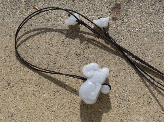 Necklace, chinese zodiac, goat, jade, jadeite: Important, French vat is included,20% off for US, australian and canadian buyers