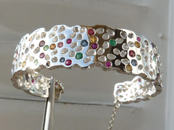 Only on order! Silver bracelet with precious stones: IMPORTANT,French vat is included,off 20% for US and canadian buyers