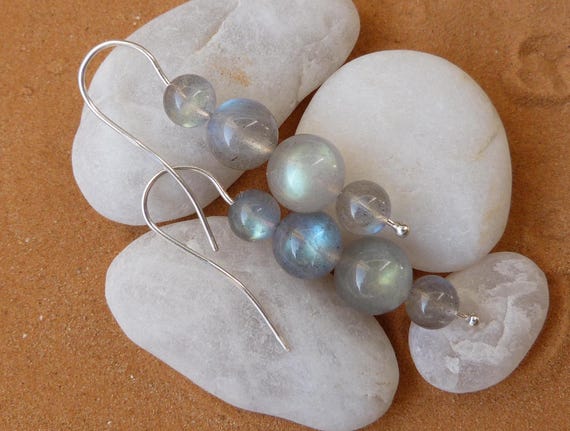 Silver earrings with labradorites: IMPORTANT, French vat is included, 20% off for US, UK, australian and canadian buyers