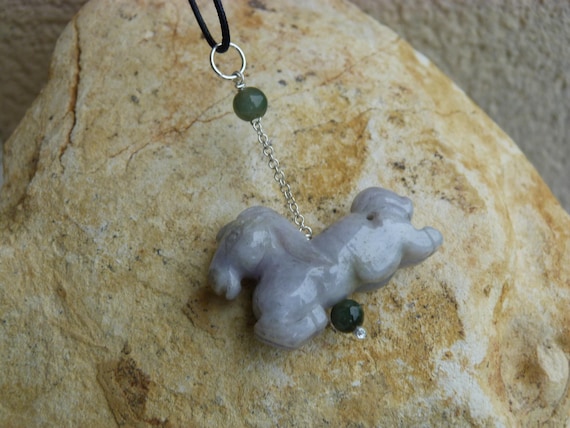Silver pendant, chinese zodiac, horse, jade, jadeite: Important, French vat is included,20% off for US, australian and canadian buyers