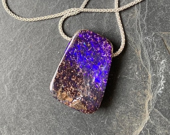 Silver necklace/pendant, 1 boulder opal: Important, french vat is included,20% off for US,australian and canadian buyers