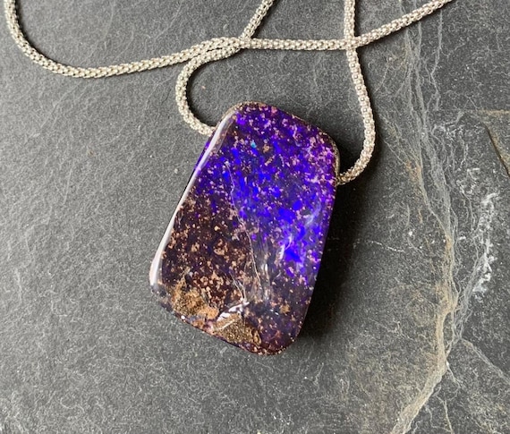 Silver necklace/pendant, 1 boulder opal: Important, french vat is included,20% off for US,australian and canadian buyers
