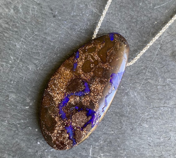 Silver necklace/pendant, 1 boulder opal: Important, french vat is included,20% off for US,australian and canadian buyers
