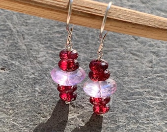 Silver earrings, garnets, amethysts: IMPORTANT, French vat is included, 20% off for US, australian and canadian buyers