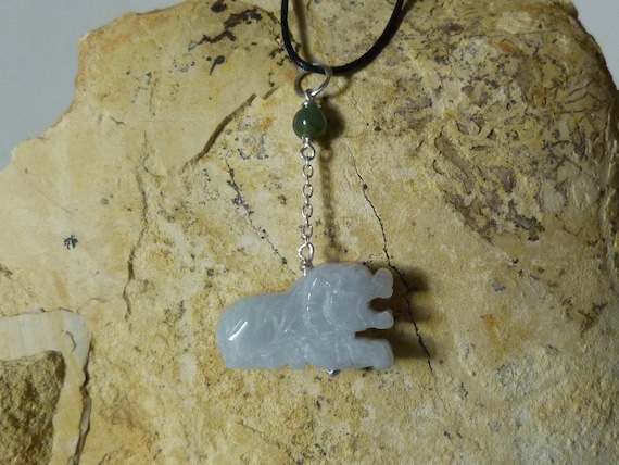 Silver pendant, chinese zodiac, tiger, jade, jadeite: Important, French vat is included,20% off for US, australian and canadian buyers
