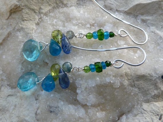 Silver earrings with precious stones: IMPORTANT, French vat is included, 20% off for US, australian and canadian buyers