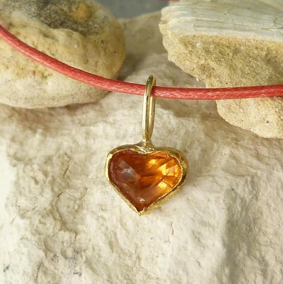 Pendant, 18k and 24 k gold, silver, spessartite: Important,IMPORTANT,French vat is included,20% off for US,australian and canadian buyers