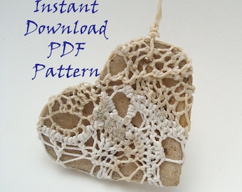 PDF How-To Pattern Instruction, Lacy Heart Necklace, Textile Weaving, Instant Download, Woven Jewelry, DIY, Valentine, Personalized Necklace