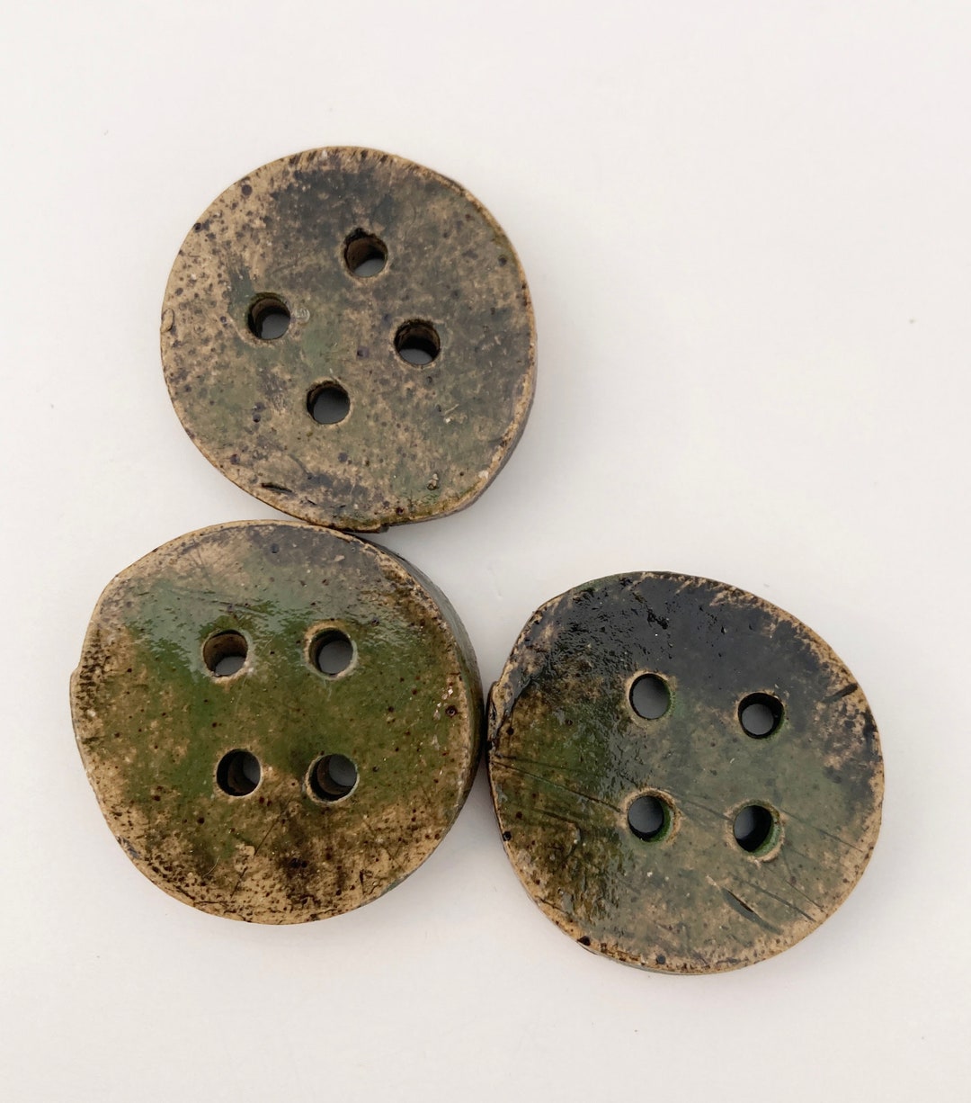 3 Large Pottery Buttons, Handmade Stoneware Pottery Button - Etsy