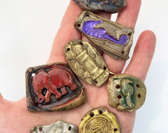 Lot of 7 Rustic Charms, Primitive Stoneware