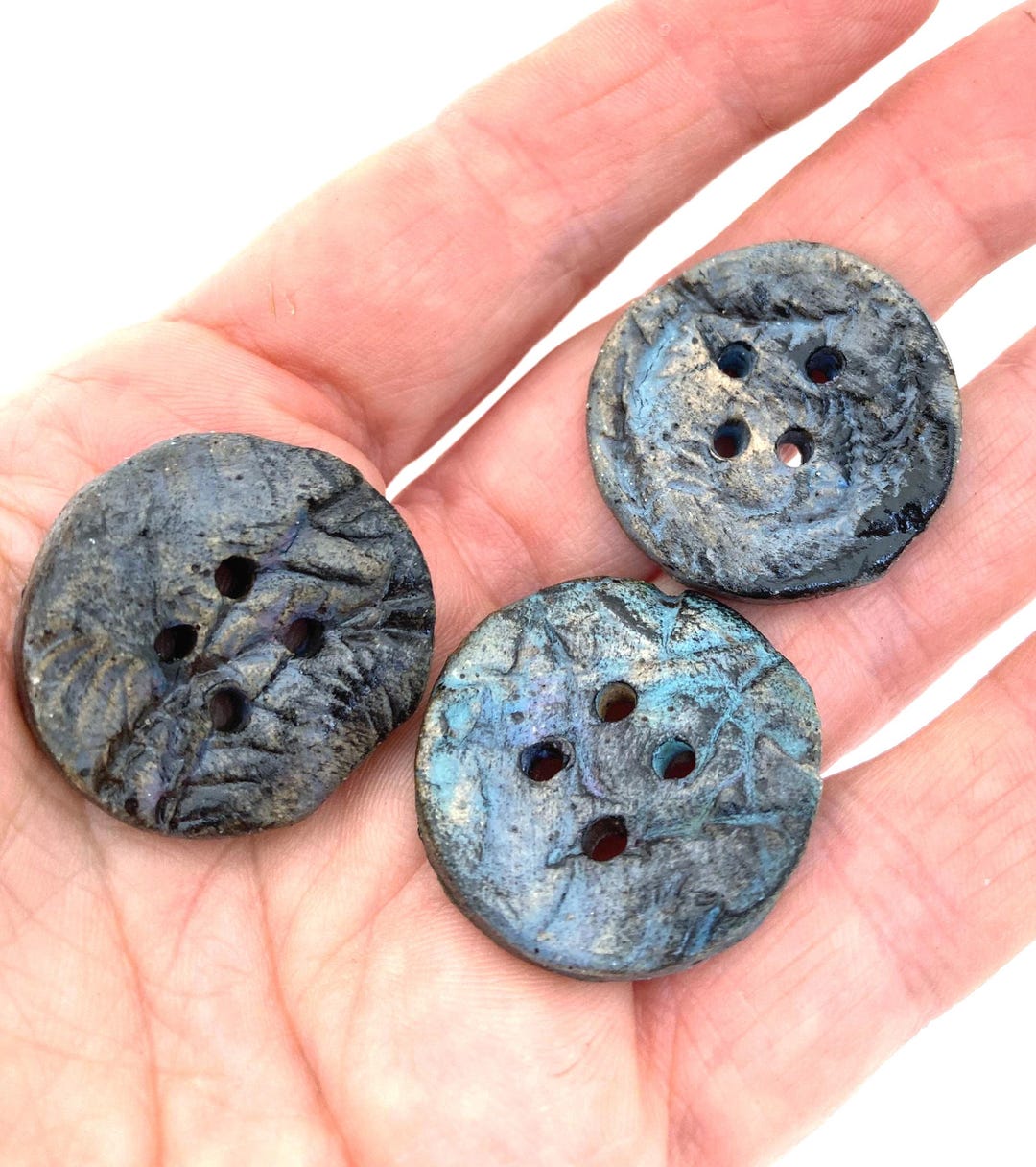 3 Large Pottery Buttons, Handmade Stoneware Pottery Button - Etsy