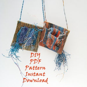 PDF Fiber Arts How-To Pattern Instruction, 2 Tapestry Windows Necklace, Instant Download, Textile Weaving, Woven , DIY, How To Weave image 1