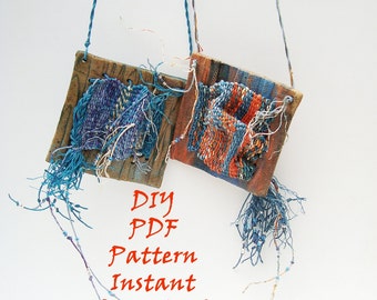 PDF Fiber Arts How-To Pattern Instruction, 2 Tapestry Windows Necklace, Instant Download, Textile Weaving, Woven , DIY, How To Weave