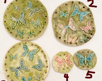 Butterfly Ceramic Base or Charm for Pine Needle Basket