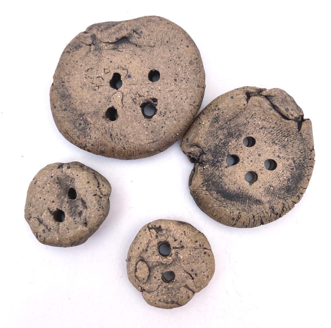 Large Rustic Buttons Primitive Pottery, Set of 4 - Etsy