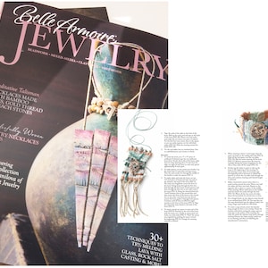 May include: A magazine cover with the title "Belle Armoire Jewelry" and articles on jewelry making. The cover features a necklace and a bracelet, with text about techniques like melting glass and lava.