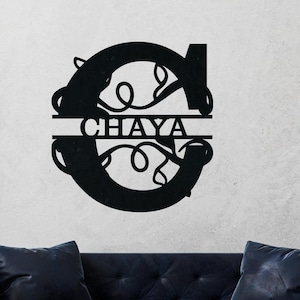 Placas de metal personalizadas, decoração de parede com monograma, arte de parede em metal, placa de sobrenome, placa de nome de família, presente de casamento personalizado, arte em metal personalizada