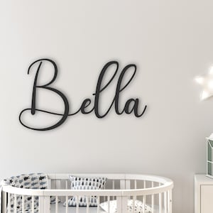 Placa de nome personalizada com letras de metal para bebês, placa de metal cortada a laser, placa de parede de metal, arte de parede para berçário, placa de porta de aço