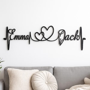 Metall Herz Paare Zeichen Personalisiert, Namen über dem Bett, Benutzerdefinierte Liebe Wandkunst, Hochzeit & Brautgeschenk, Verlobungsgeschenk, Valentinstag