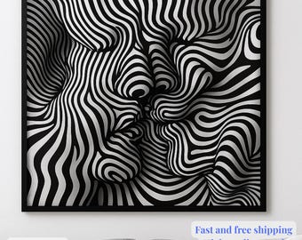 Abstract Metal Line Art: Optical Illusion Face Sculpture